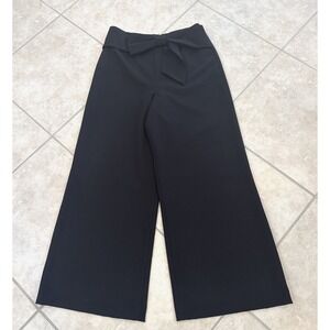 Antonio Melani Wide-Leg Trousers Self-Tie Belt Size 8 Black Pants Zip Preppy